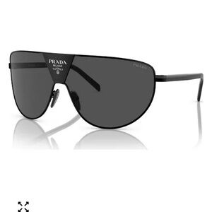 Prada Men’s Black Shield Sunglasses with Dark Lenses